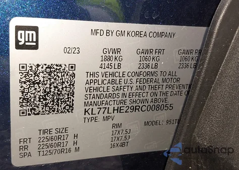 2024 Chevrolet Trax Fwd Lt from USA, damaged, VIN KL77LHE29RC008055